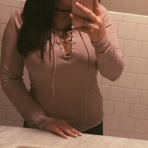 Express laced v neck